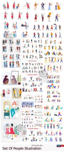 دانلود مجموعه کاراکترهای کارتونی متنوع برای تصویرسازی – Set Of People Illustration